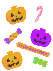 手書き風ハロウィンのクレヨンイラスト