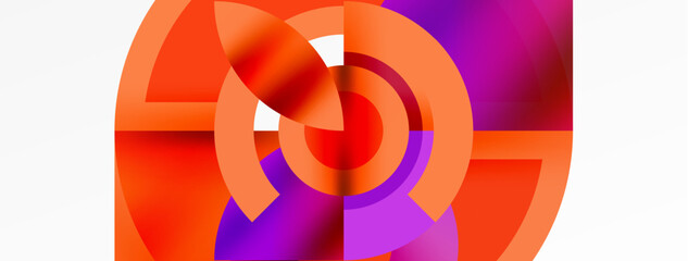 A symmetrical pattern of red and purple circles on a white background, showcasing vibrant tints and shades. Electric blue and magenta hues add colorfulness to the artful design