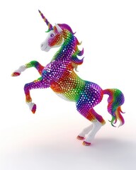 Cute colorful unicorns with bright colors performing a leg-raising dance