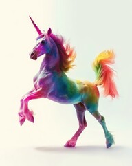 Obraz na płótnie Canvas Cute colorful realistic unicorns with bright colors
