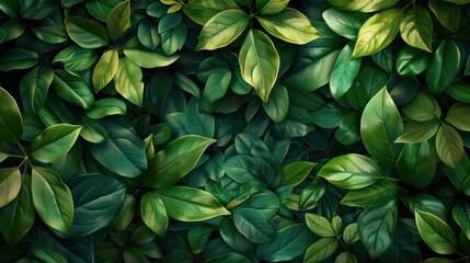 vibrant green leaves, offering a rich texture and a lively natural pattern It's perfect to convey concepts of growth and nature - obrazy, fototapety, plakaty