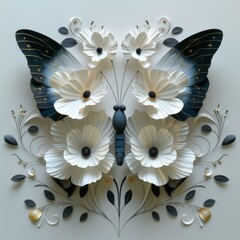 Design paper cut outs of butterfly and flowers