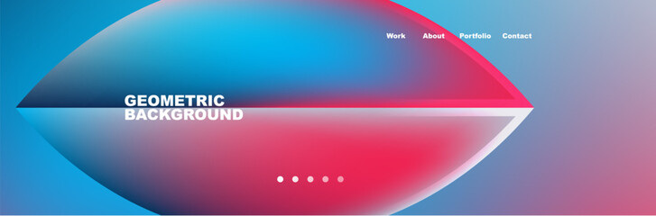 A vibrant automotive design featuring a blue and red geometric background with a central circle. The colors Electric blue and Carmine stand out along with hints of Magenta