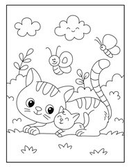 Fototapeta premium Cat coloring pages for kids