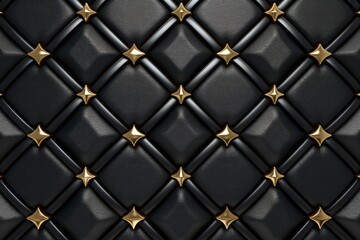 Vintage Black Leather Texture Pattern adorned with gold decorative