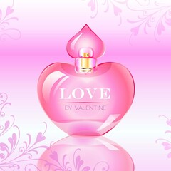 Valentine S Day Love Perfume Bottle Vector Illustration