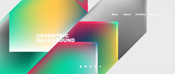 A colorful geometric background with a rainbow of colors. Includes rectangles, triangles, and various tints and shades like magenta. Perfect for electronic devices or communication gadgets