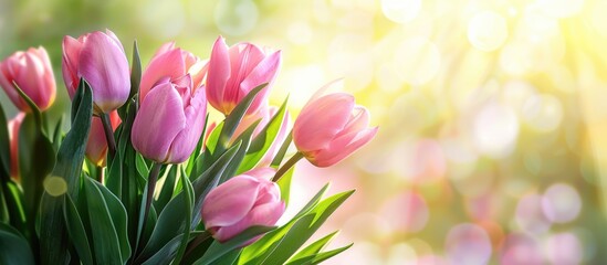 Tulip flowers set against a blurred natural backdrop, representing the arrival of spring.