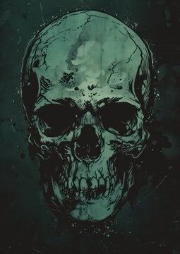 dark green and black skull in gothic style