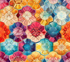 Fototapeta na wymiar hexagons with Islamic patterns