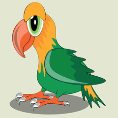 Cartoon Lovebird parrot.Symbol of African tropical bird on white background