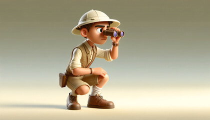 3D animated explorer character in a cartoonish style