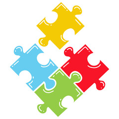 Autism Puzzle Jigsaw Colorful Pieces Illustration Art Flat Design