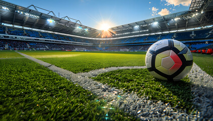 soccer, football, field, grass, stadium, sport, goal, ball, green, game, net, competition, sports, team, line, ground, pitch, play, playground, kick, rugby, playing, penalty, blue, outdoors