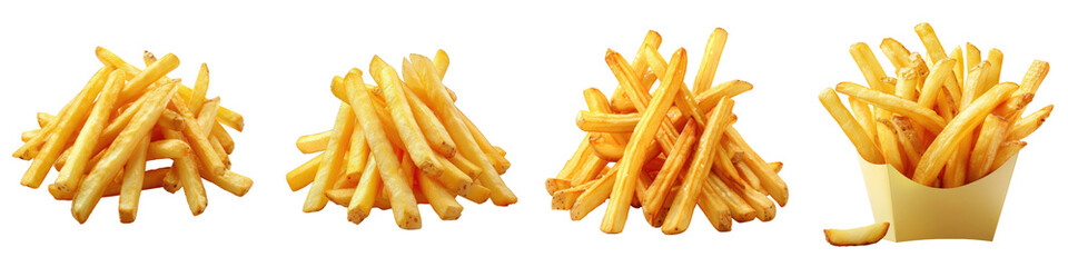 French fries or potato fries with salt taste On A Clean White Background Soft Watercolour Transparent Background