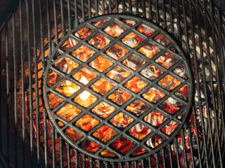 Charcoals glowing for outdoor grill