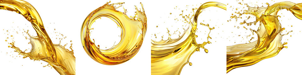 Cooking Olive pale yellow oil swirl splash  On A Clean White Background Soft Watercolour...