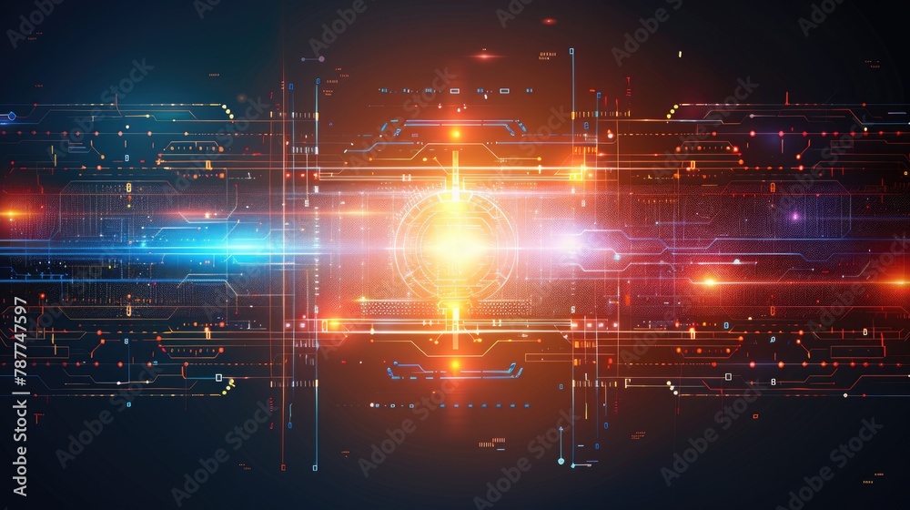 Poster Intriguing abstract background featuring intersecting lines and scattered dots in a digital art composition