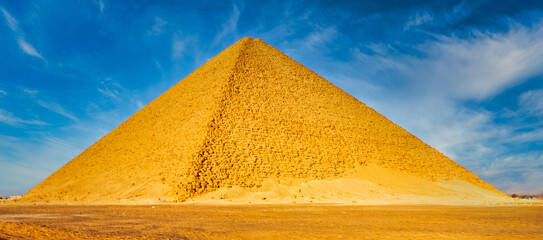 Magnificent wide angle view of the Red Pyramid built by Pharoah Snefuru, so called because of the...