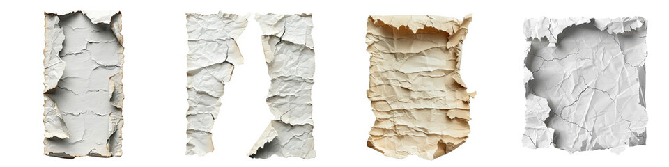 Ripped paper tear from notebook or sheet  On A Clean White Background Soft Watercolour Transparent Background