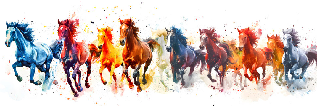 hourse watercolor on white blackground.