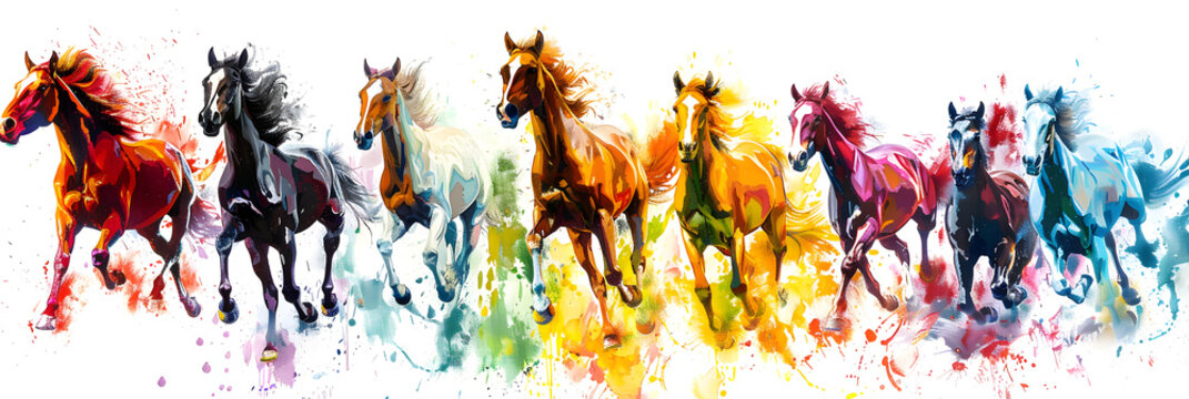 hourse watercolor on white blackground.