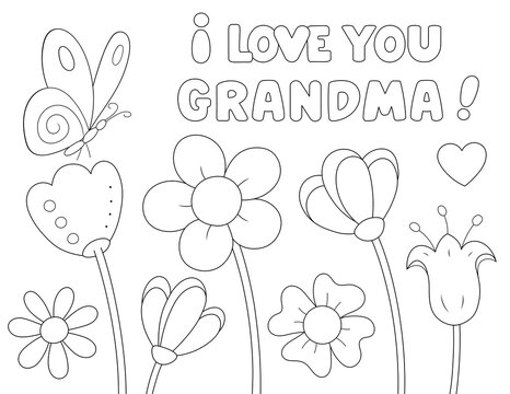 i love you grandma coloring page. you can print it on standard 8.5x11 inch paper