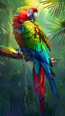 Obraz premium Colorful parrots perched on the branches