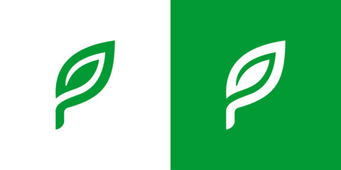 Letter P leaf plant tree vector logo