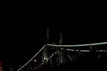 suspension bridge at night