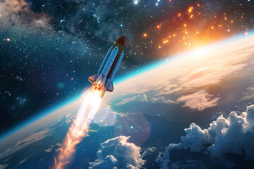 Fototapeta premium Rocket rising into space and Optimize pricing strategies based on chart insights.