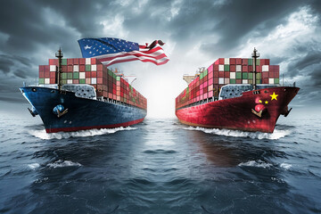The trade imbalance between the two countries is a contentious issue. - obrazy, fototapety, plakaty