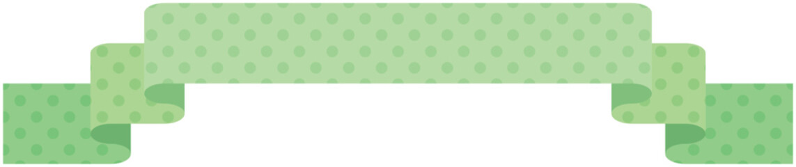 ドット柄のシンプルなリボンの単品イラスト3（緑）