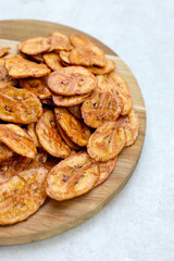 Crispy banana chips. Fruit snack