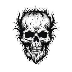 Obraz premium Hand drawn sugar traditional scary skeleton masks face gaming skull logo hand drawing black and white scary sugar skull offering hand drawing vampire bat skull easy hand to draw skull