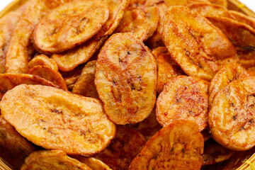 Crispy banana chips. Fruit snack