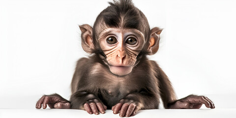 close up a Baboon Hamlyn's monkey Isolated white transparent background - obrazy, fototapety, plakaty
