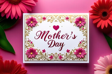 beautiful card framed with flowers, with an emotional 'Happy Mother's Day' wish, designed to bring joy and a smile to your mom's face