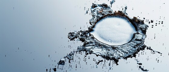 A water puddle on plain white backdrop with big space for text or cleaning type product advertisement and clean backdrop, Generative AI. - obrazy, fototapety, plakaty