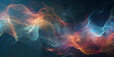 Modern digital background wave colorful smoke wallpaper Technology abstract  - obrazy, fototapety, plakaty