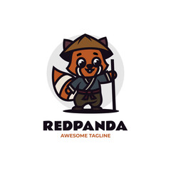 Vector Logo Illustration Red Panda Mascot Cartoon Style.