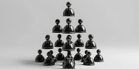 Black Chess pieces white pawn on a white background