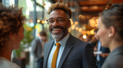 Fototapeta premium Smiling and confident male business executive - profile shot - business leader - smart and ambitious 