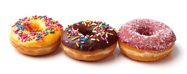 Sweet colorful Donuts isolated white background