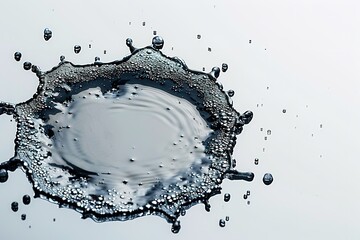 A water puddle on plain white backdrop with big space for text or cleaning type product advertisement and clean backdrop, Generative AI. - obrazy, fototapety, plakaty