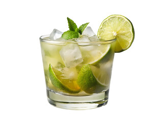 Tasty mint julep cocktail glass isolated on transparent background