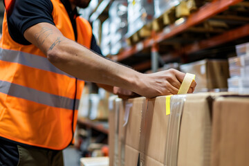 Obraz premium worker in warehouse checking goods