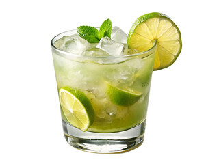 Tasty mint julep cocktail glass isolated on transparent background