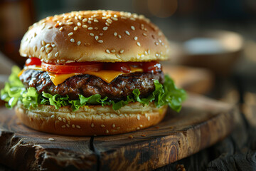 Close-up home made beef hamburger.