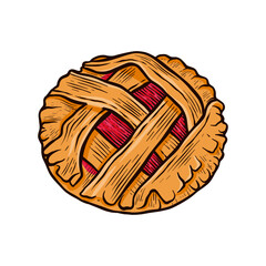 hand drawn pie illustration with color